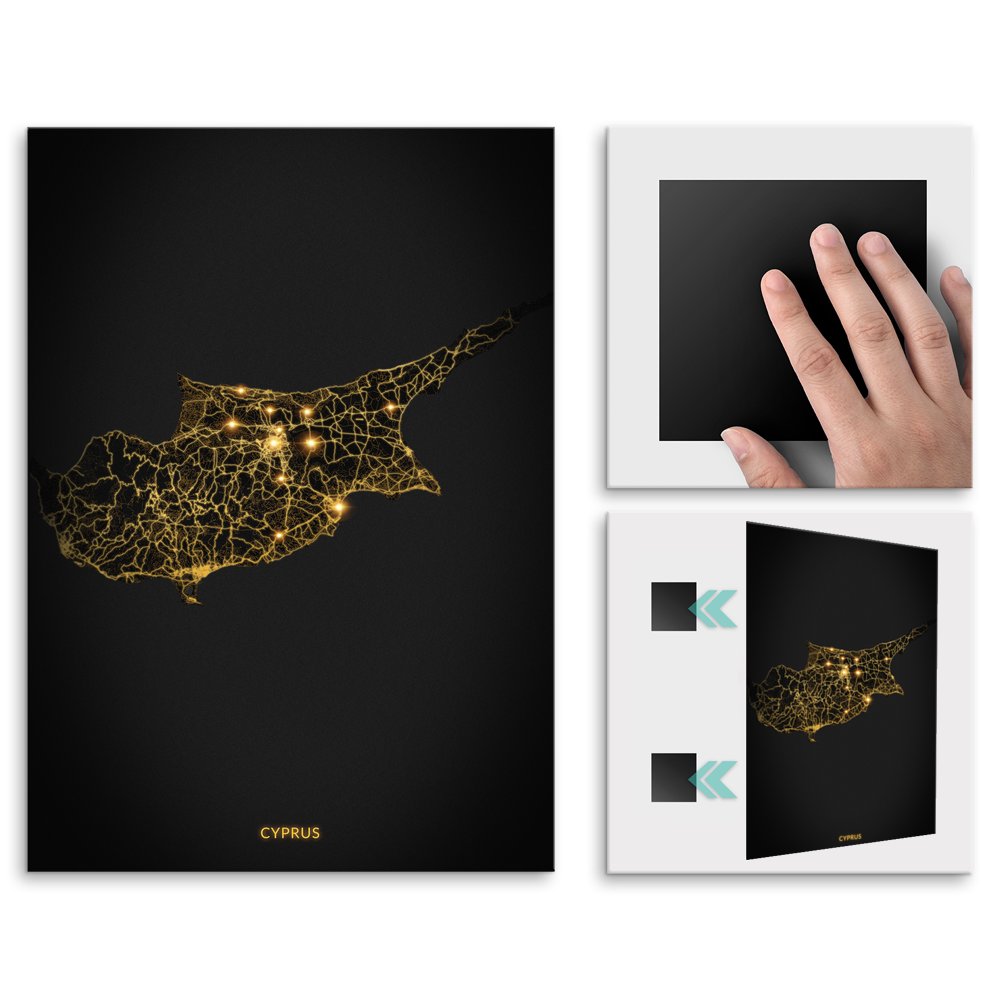 Plakat metalowy Mapa City Lights Cypr L