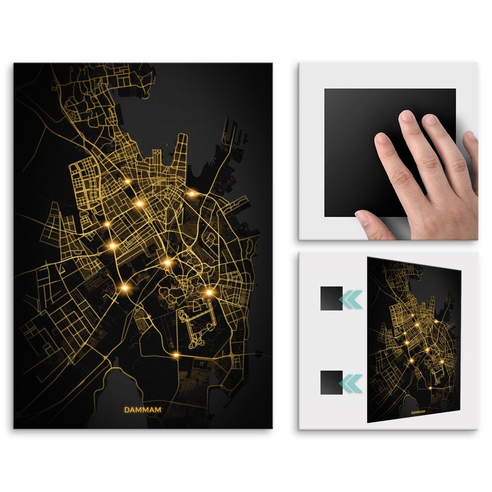 Plakat metalowy Mapa City Lights Ad-Dammam L