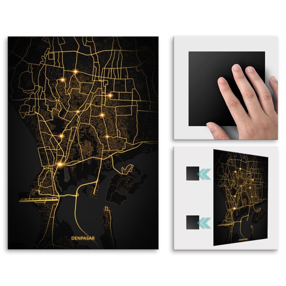Plakat metalowy Mapa City Lights Denpasar L