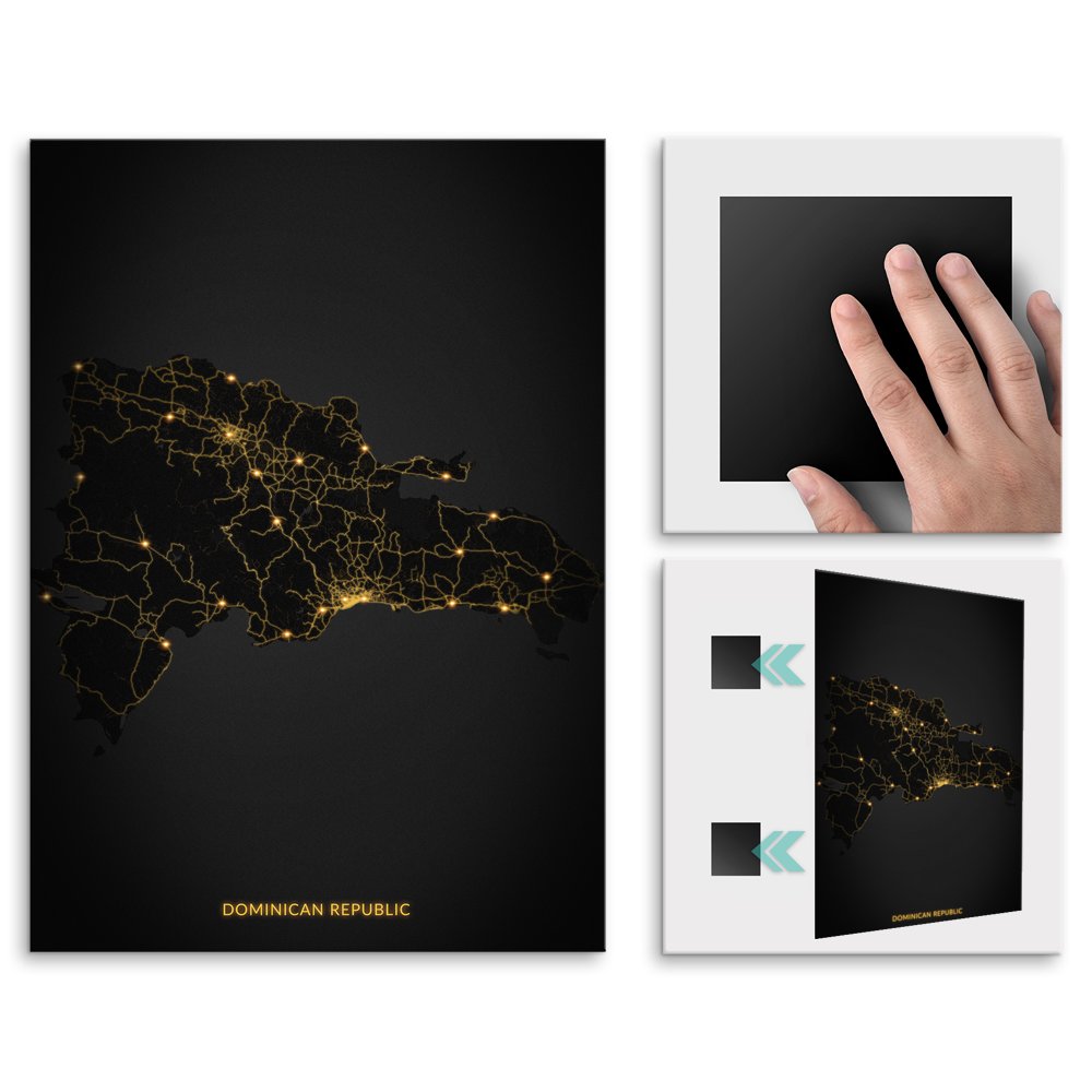Plakat metalowy Mapa City Lights Dominikana M