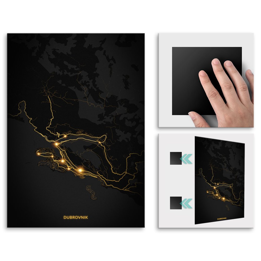 Plakat metalowy Mapa City Lights Dubrownik M