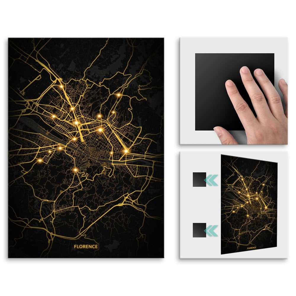 Plakat metalowy Mapa City Lights Florencja L