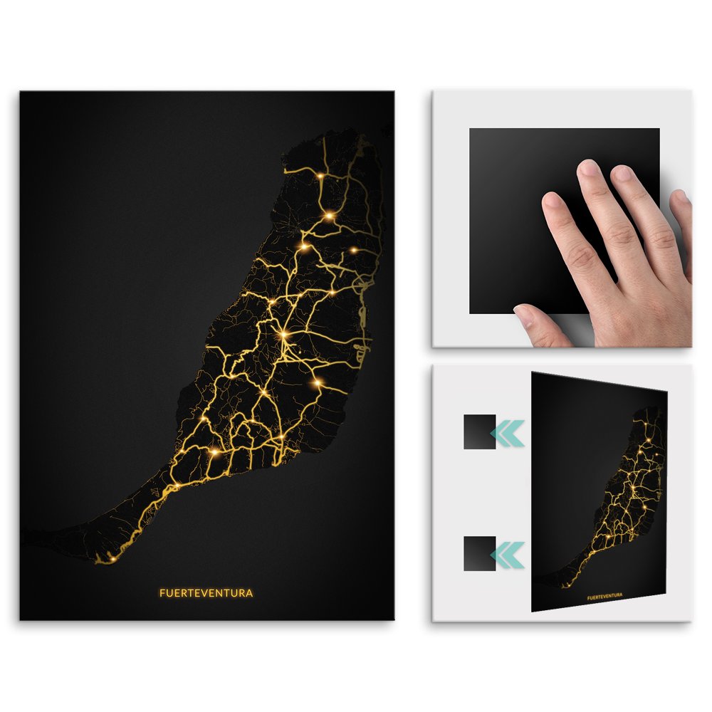 Plakat metalowy Mapa City Lights Fuerteventura M