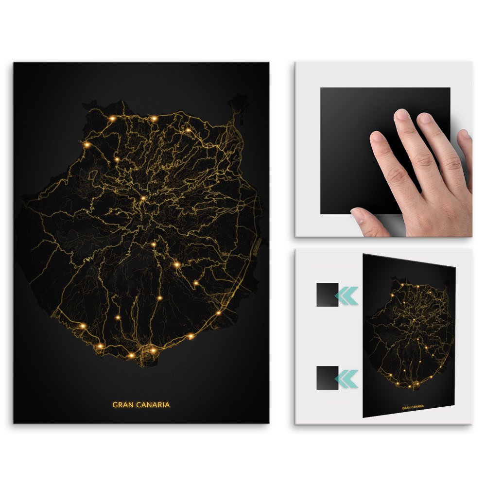 Plakat metalowy Mapa City Lights Gran Canaria L