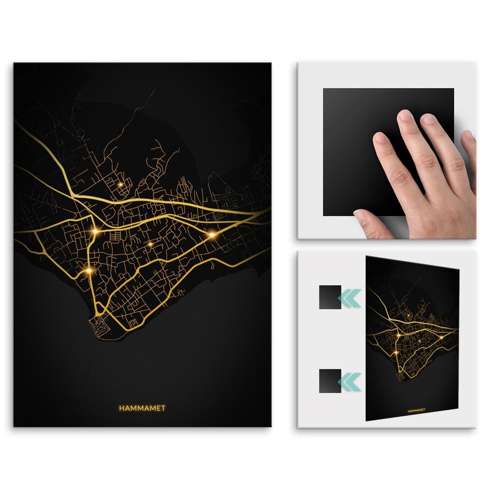 Plakat metalowy Mapa City Lights Hammamet M