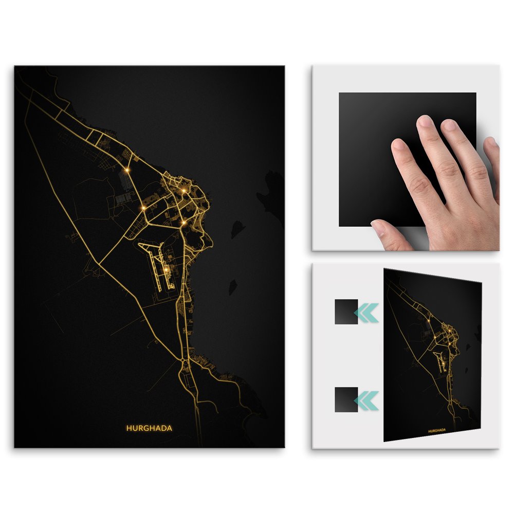 Plakat metalowy Mapa City Lights Hurghada L