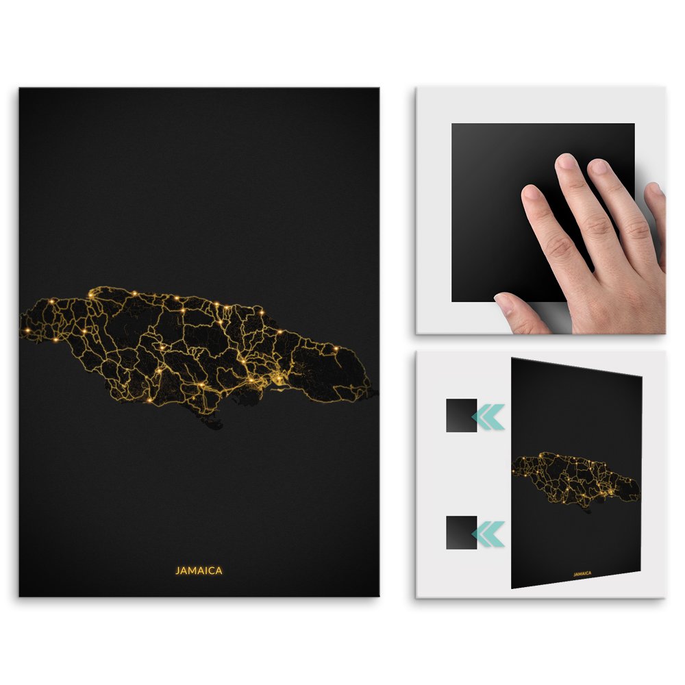 Plakat metalowy Mapa City Lights Jamajka L
