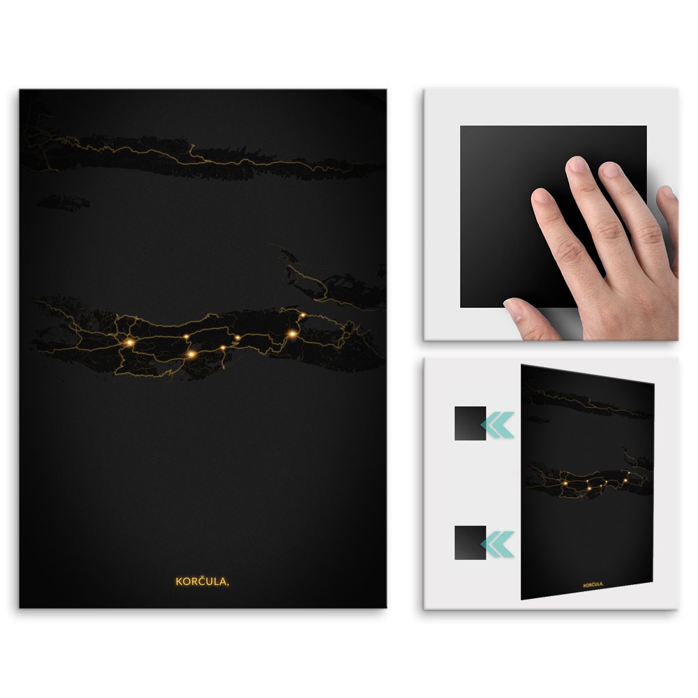 Plakat metalowy Mapa City Lights Korula L
