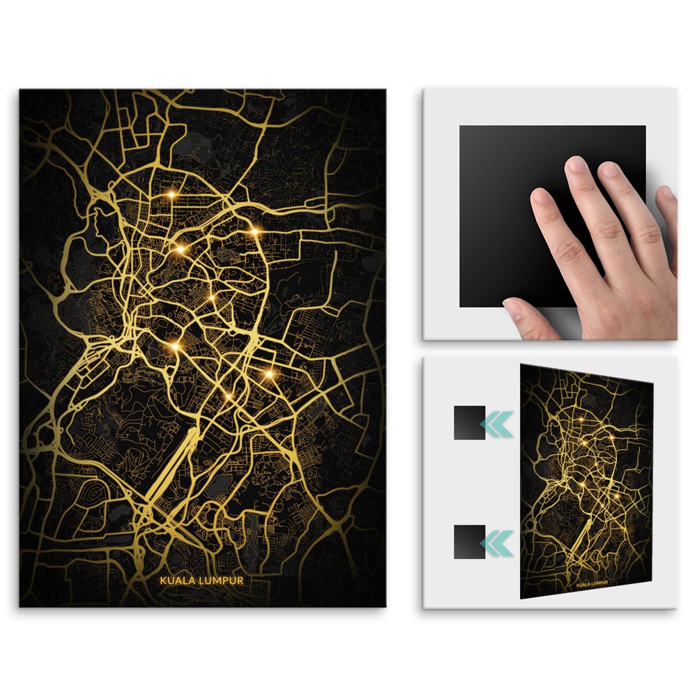 Plakat metalowy Mapa City Lights Kuala Lumpur M
