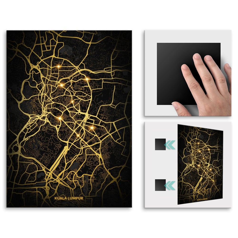 Plakat metalowy Mapa City Lights Kuala Lumpur L