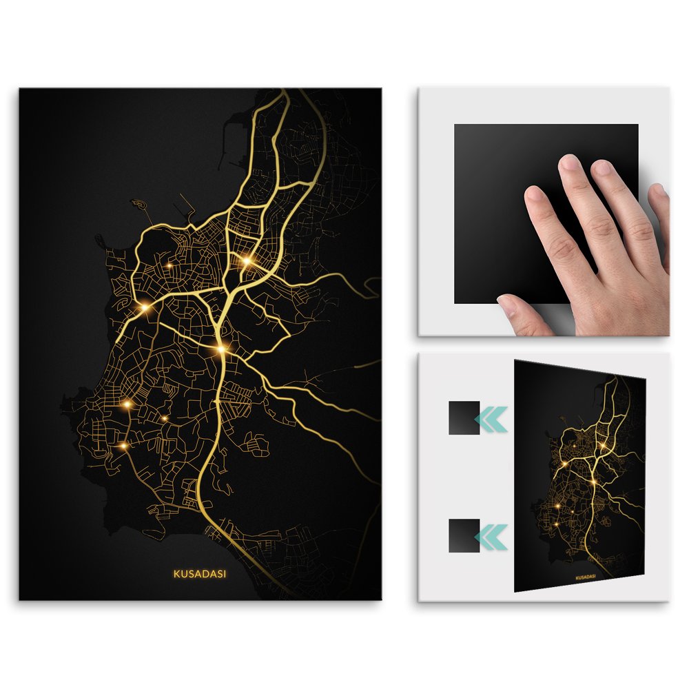 Plakat metalowy Mapa City Lights Kuadasi M