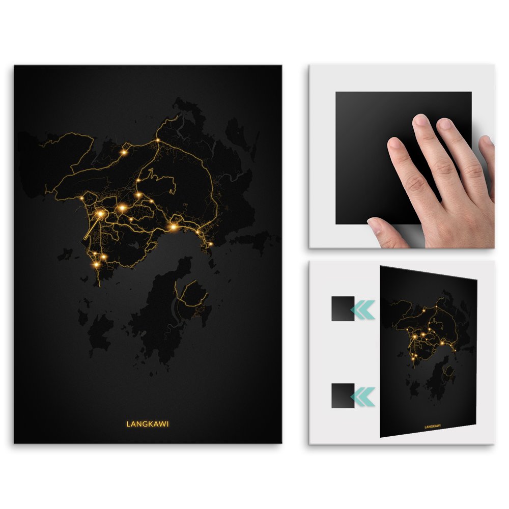Plakat metalowy Mapa City Lights Langkawi L