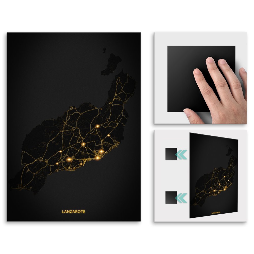 Plakat metalowy Mapa City Lights Lanzarote M