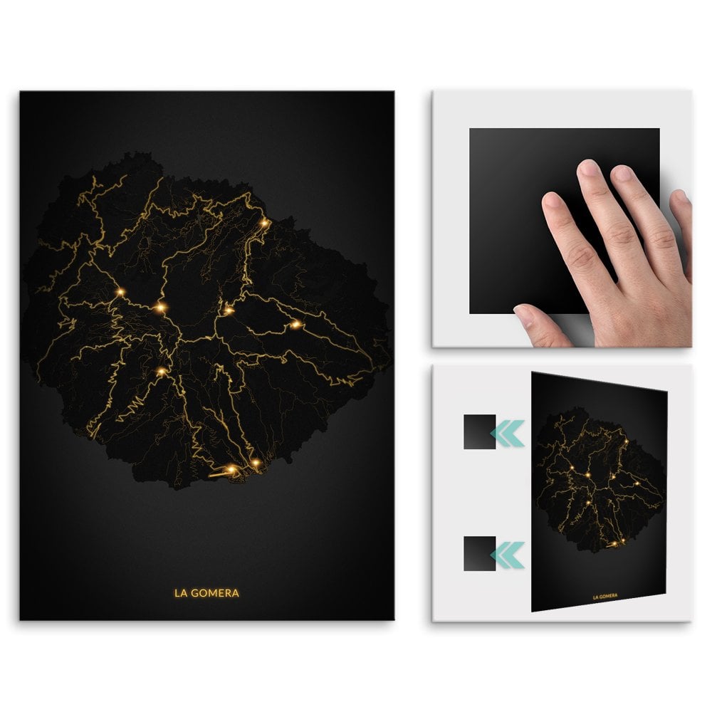 Plakat metalowy Mapa City Lights La Gomera M