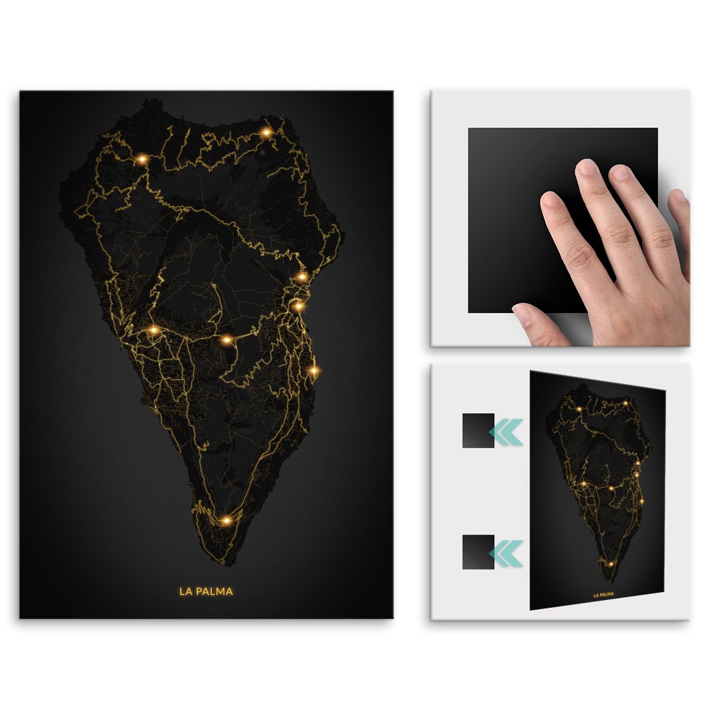 Plakat metalowy Mapa City Lights La Palma L