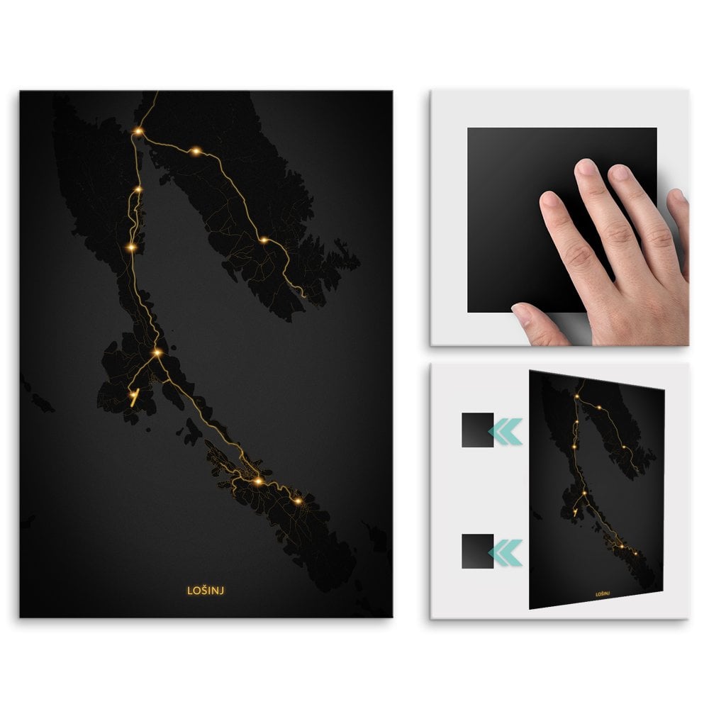 Plakat metalowy Mapa City Lights Loinj M