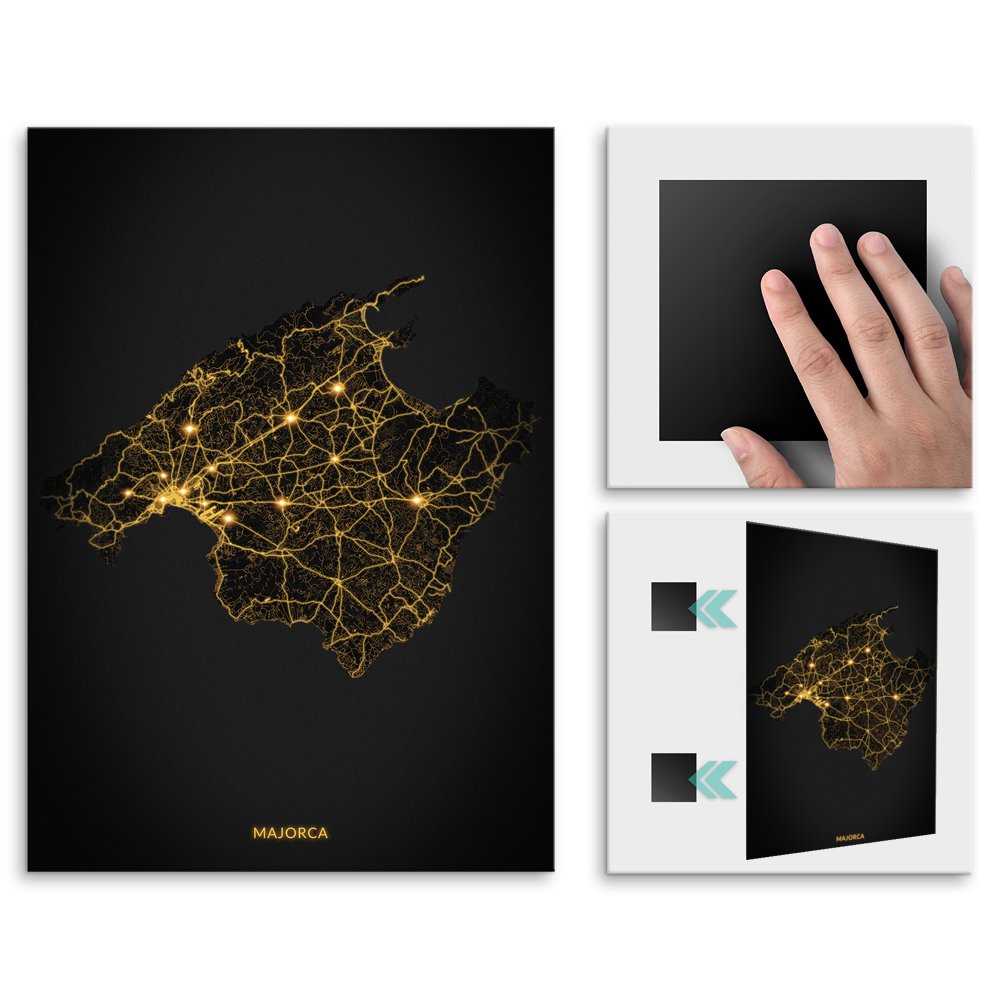 Plakat metalowy Mapa City Lights Majorka L