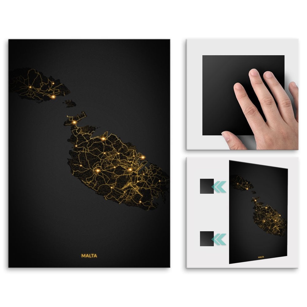 Plakat metalowy Mapa City Lights Malta M