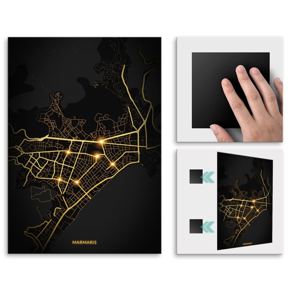 Plakat metalowy Mapa City Lights Marmaris L