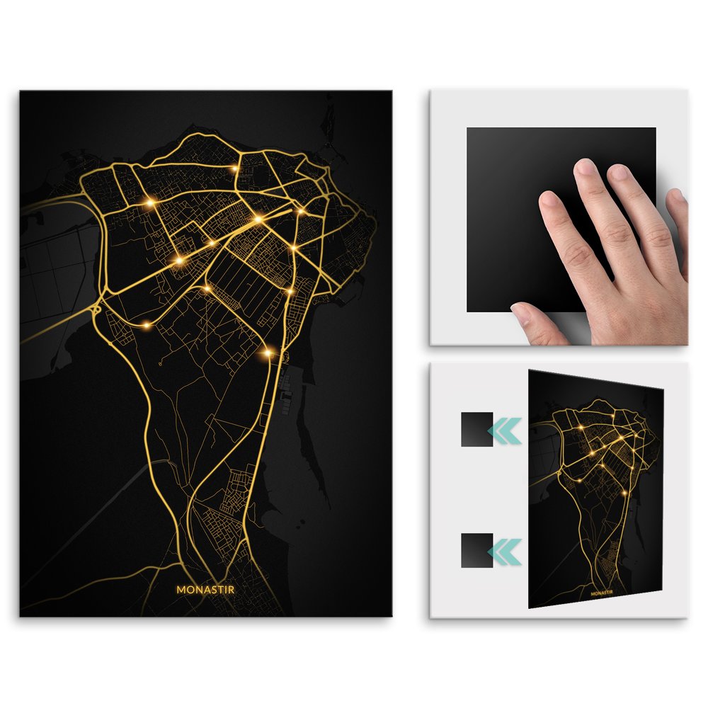 Plakat metalowy Mapa City Lights Monastyr L