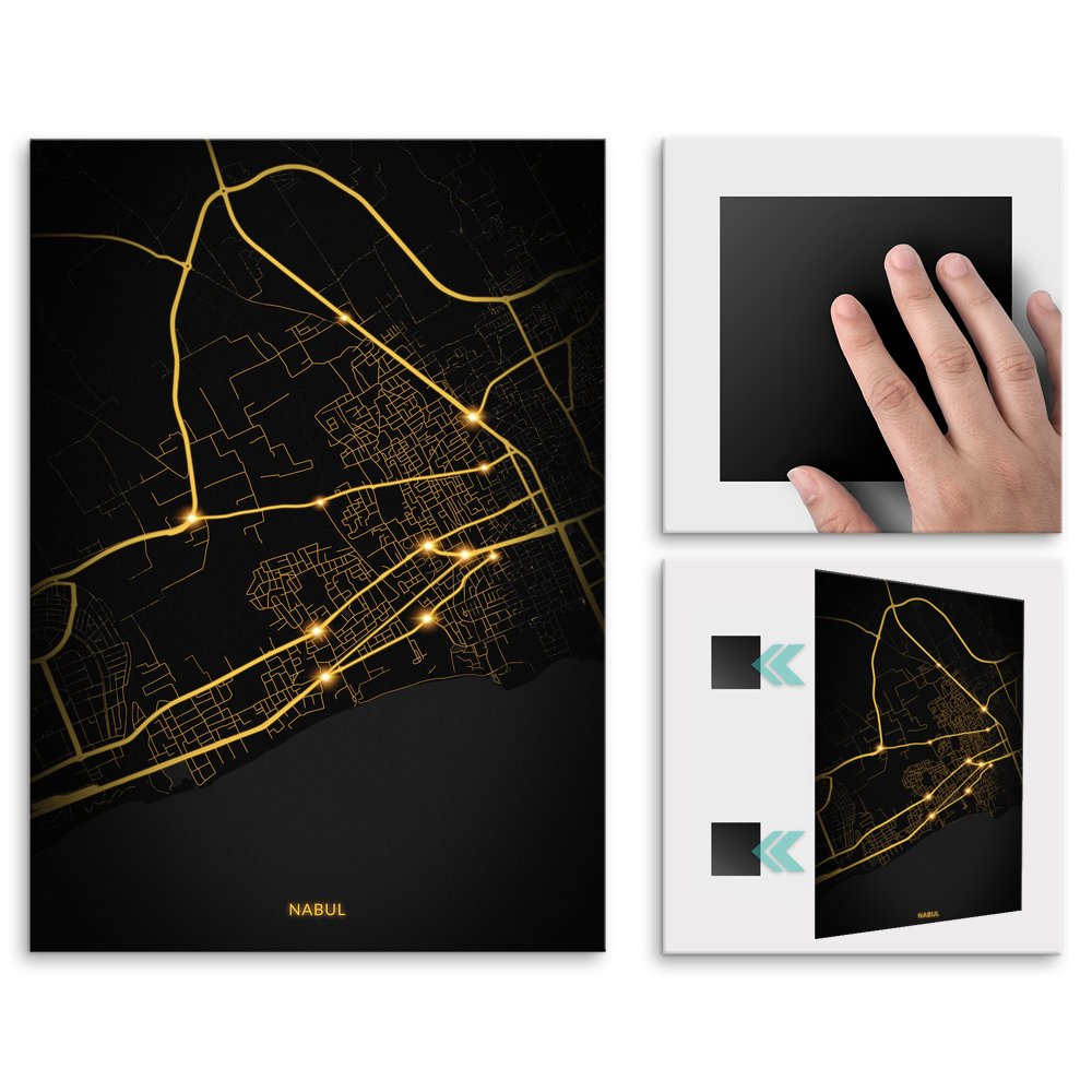 Plakat metalowy Mapa City Lights Nabul L