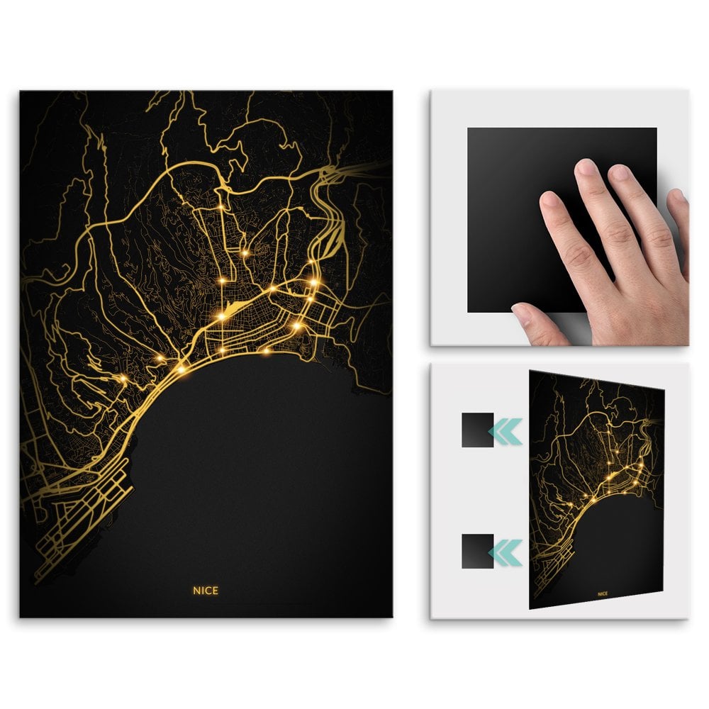 Plakat metalowy Mapa City Lights Nicea M