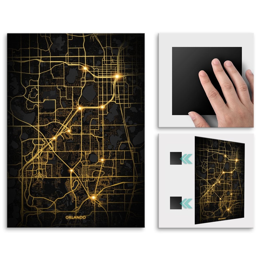 Plakat metalowy Mapa City Lights Orlando L