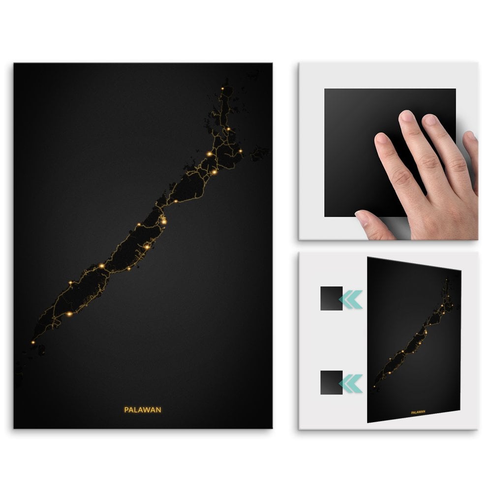 Plakat metalowy Mapa City Lights Palawan M