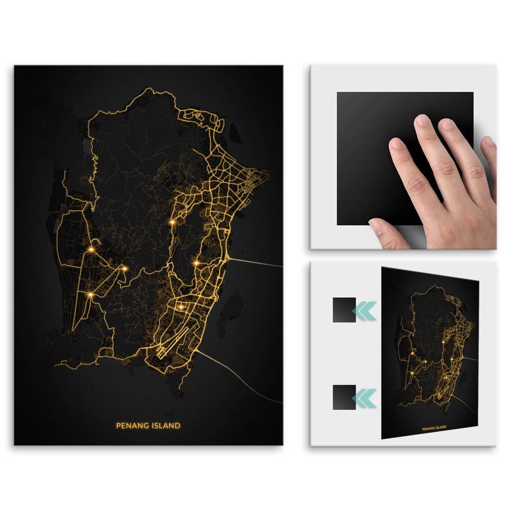 Plakat metalowy Mapa City Lights Penang M