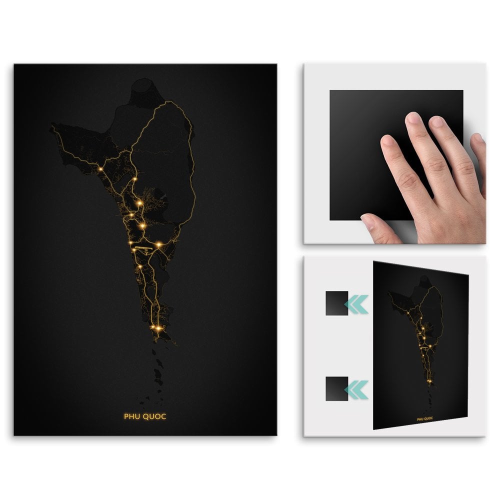 Plakat metalowy Mapa City Lights Ph Quoc M