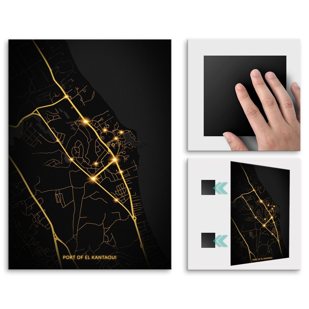 Plakat metalowy Mapa City Lights Port el Kantaoui M