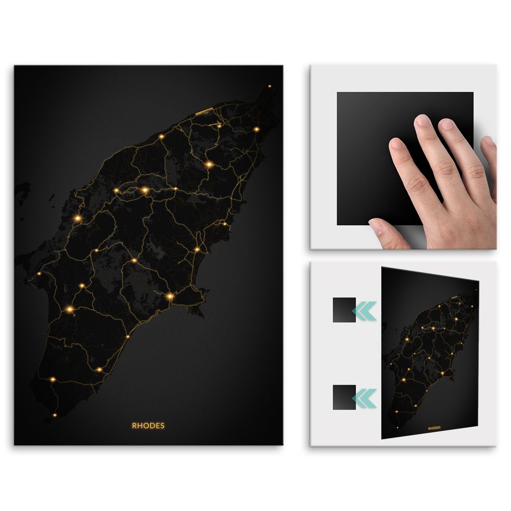Plakat metalowy Mapa City Lights Rodos M