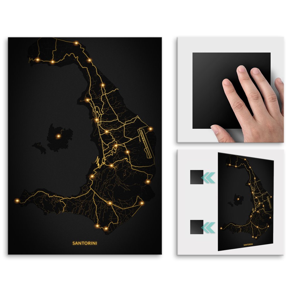 Plakat metalowy Mapa City Lights Santoryn L