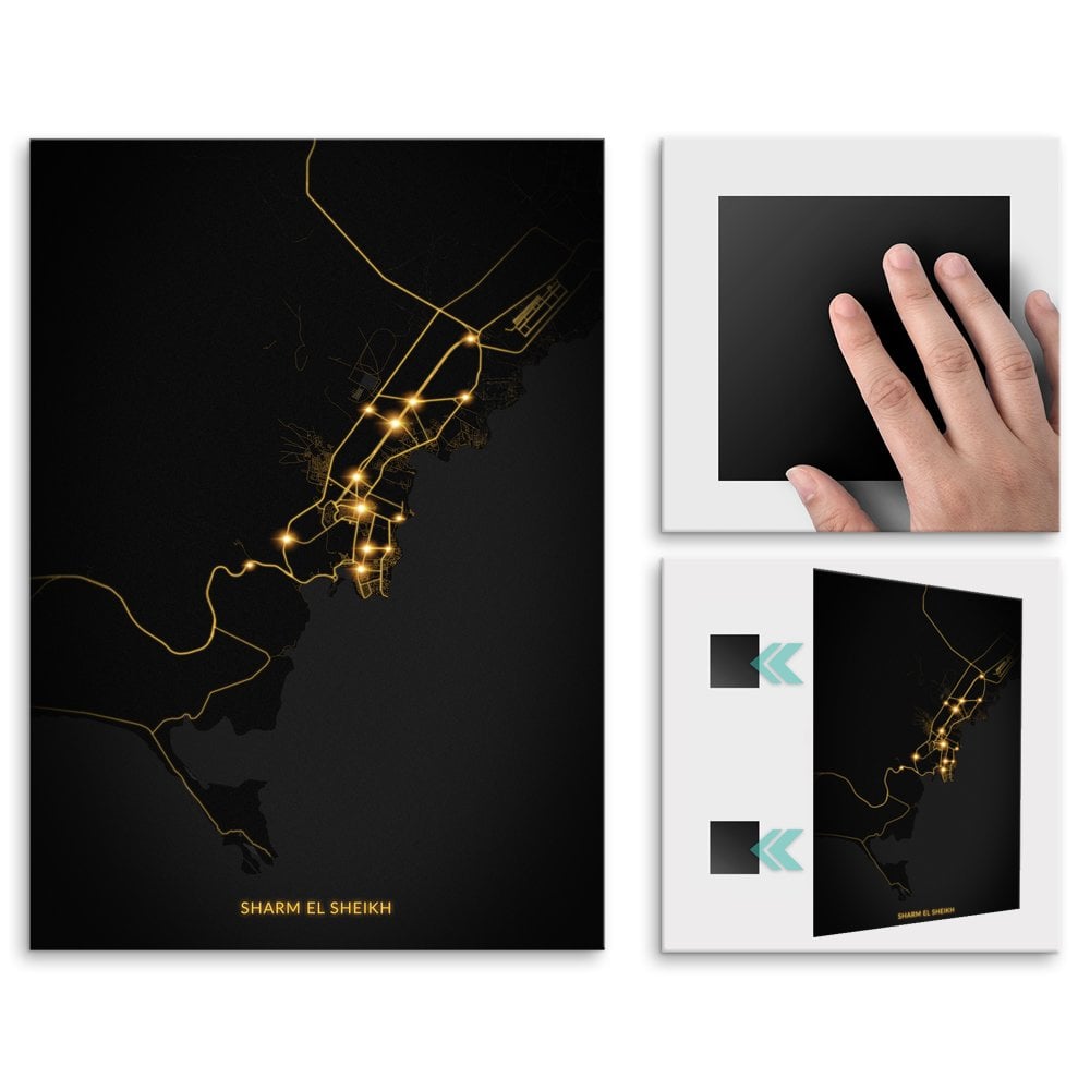 Plakat metalowy Mapa City Lights Szarm el-Szejk M