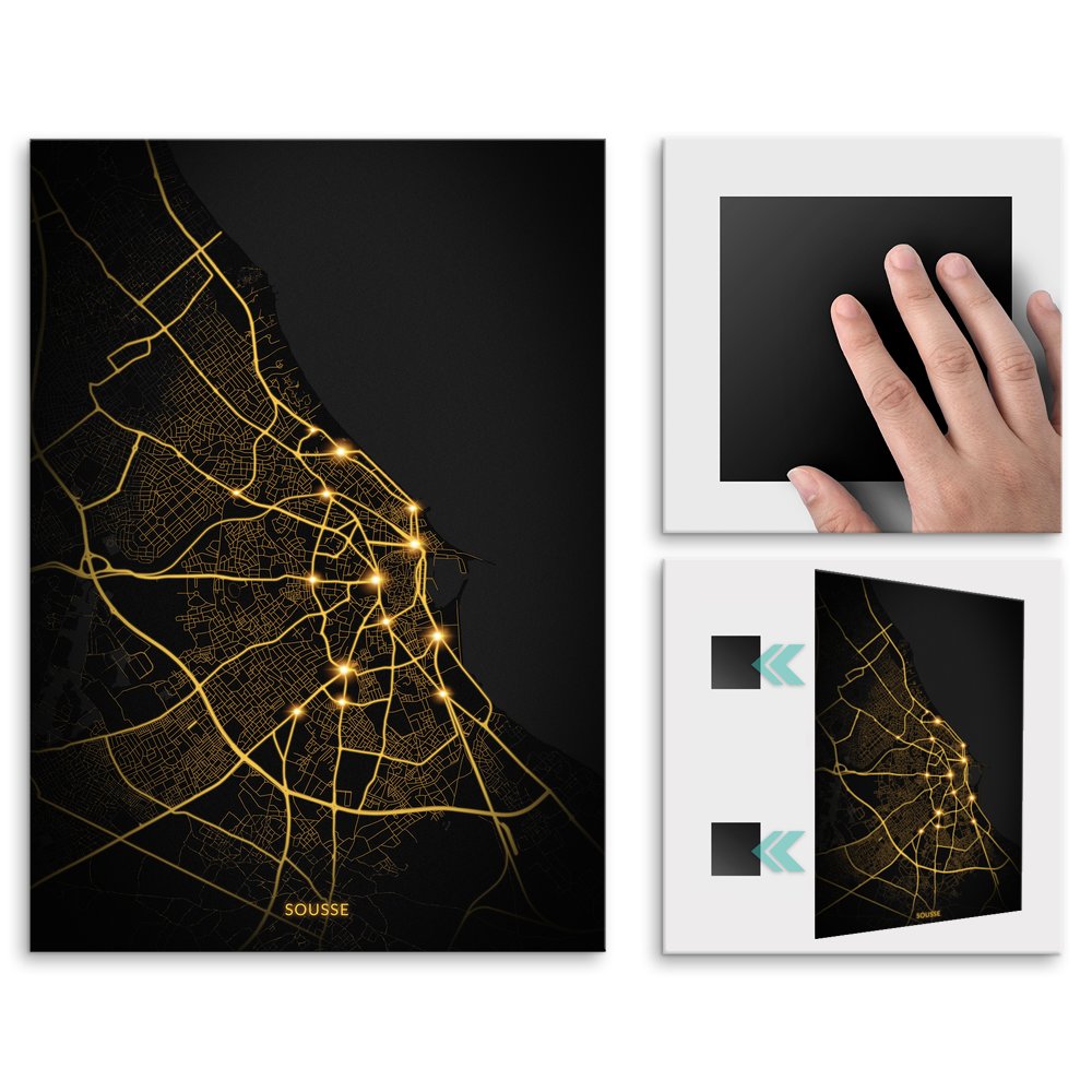 Plakat metalowy Mapa City Lights Susa L