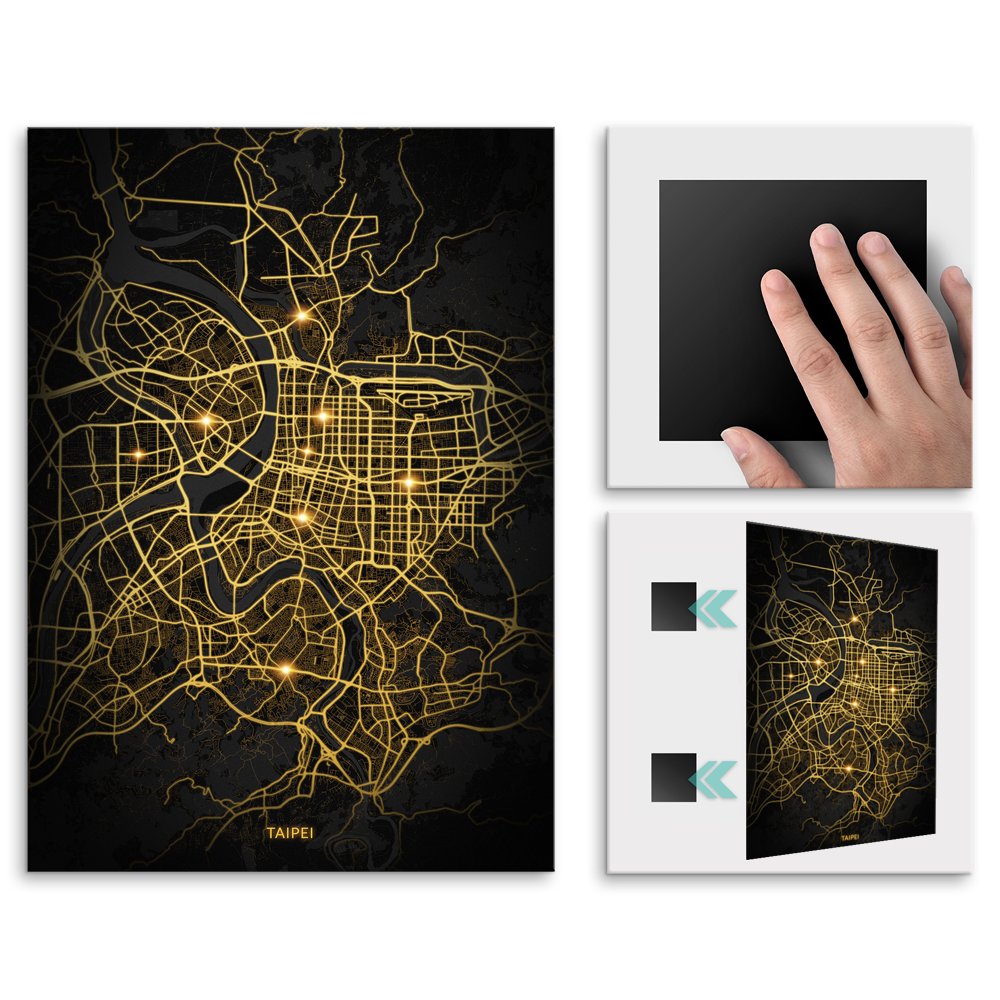 Plakat metalowy Mapa City Lights Tajpej L