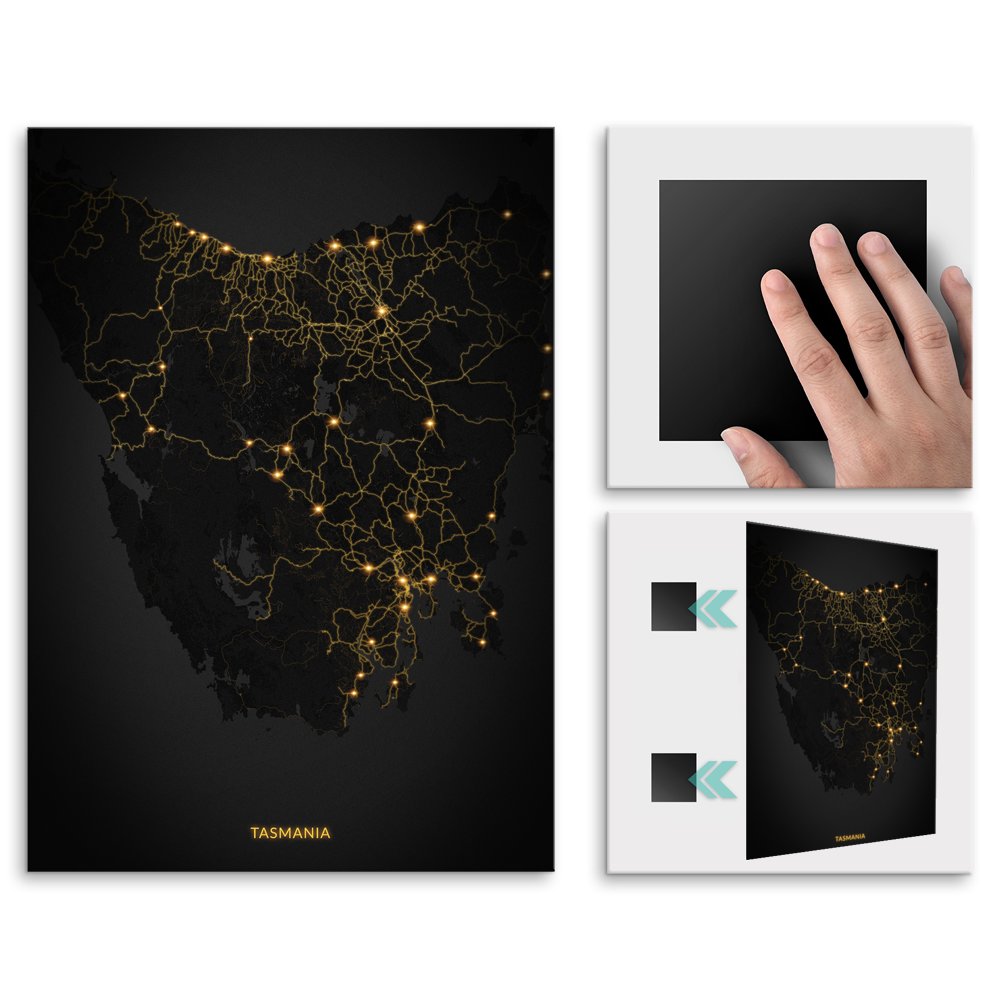 Plakat metalowy Mapa City Lights Tasmania M