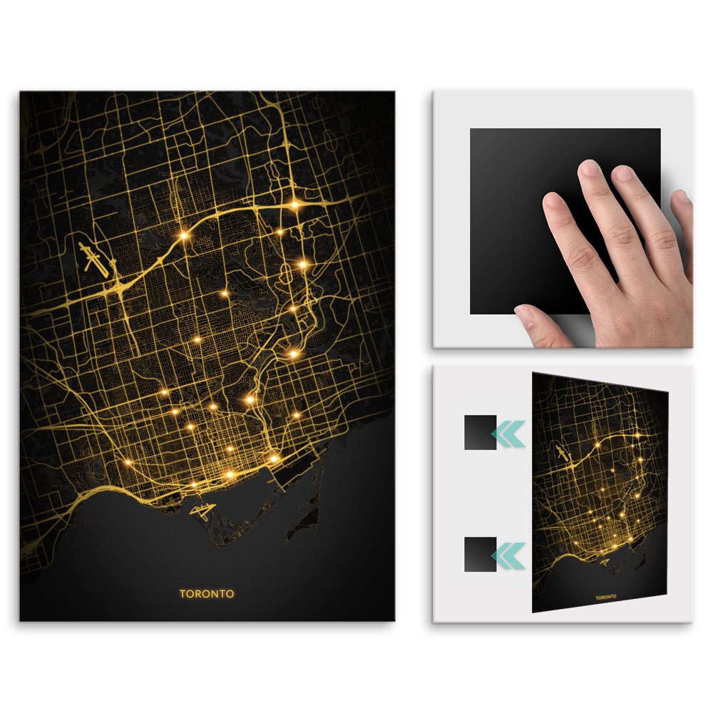 Plakat metalowy Mapa City Lights Toronto L