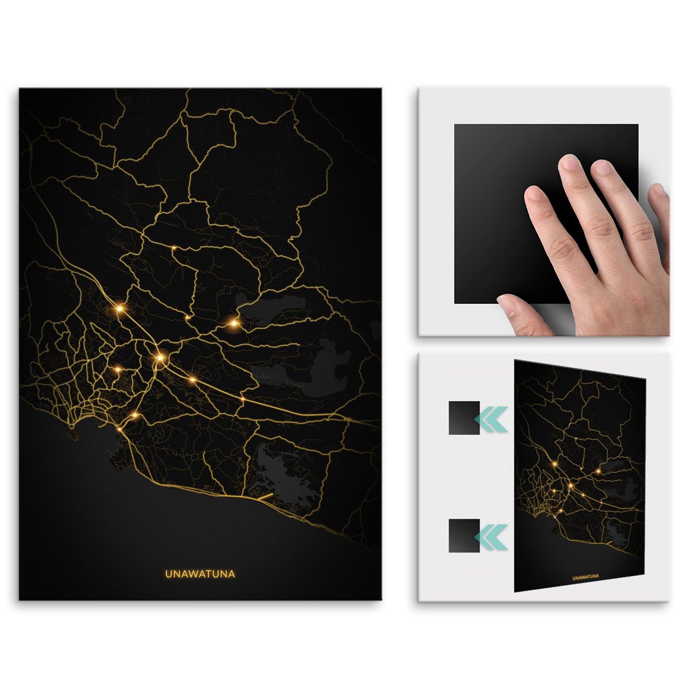 Plakat metalowy Mapa City Lights Unawatuna L