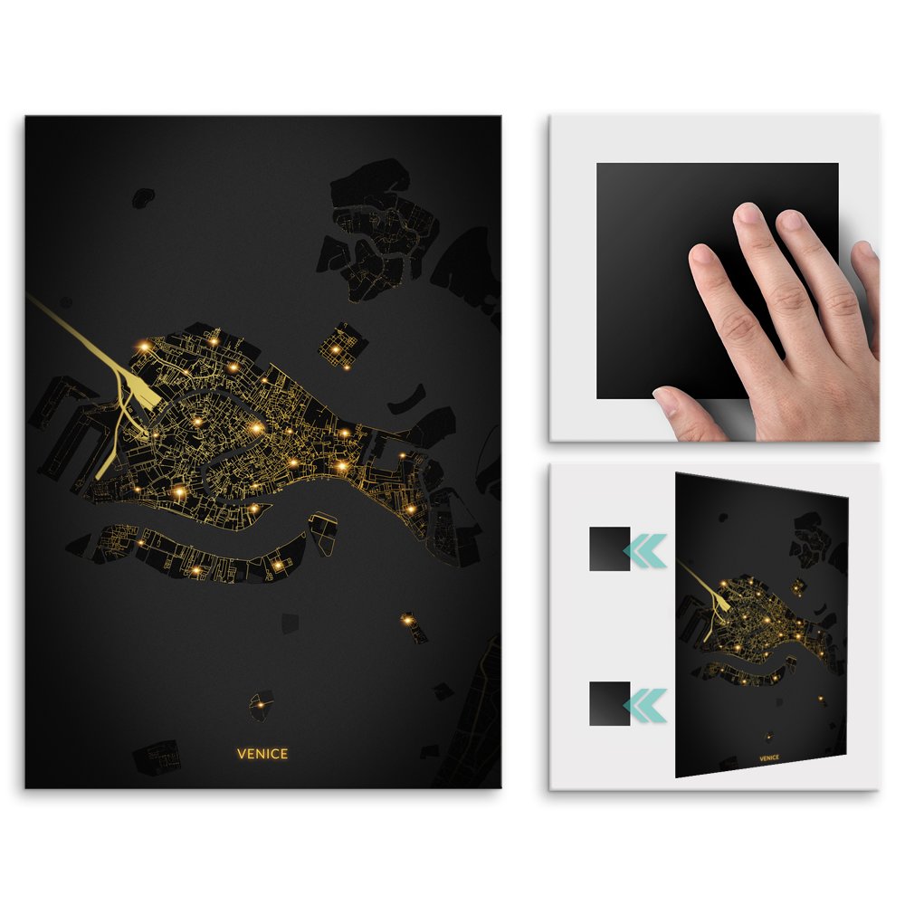 Plakat metalowy Mapa City Lights Venice M