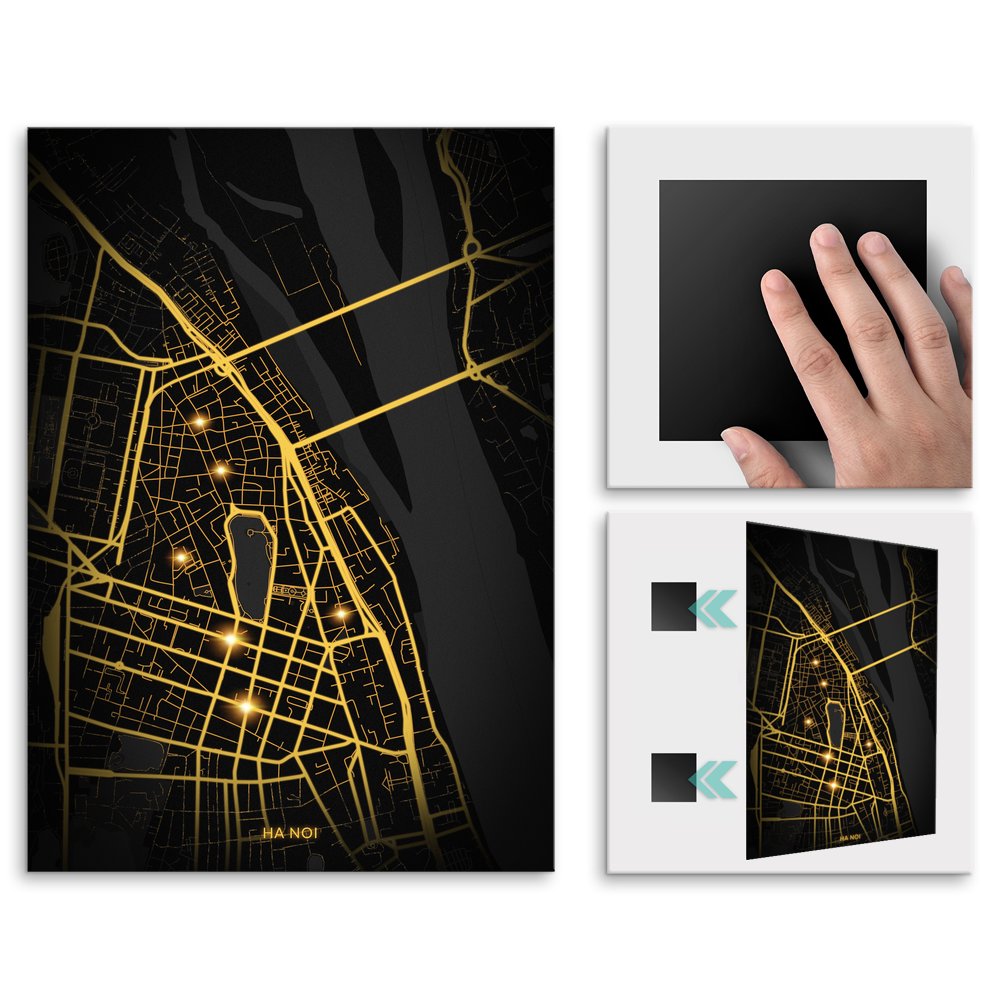 Plakat metalowy Mapa City Lights Hanoi L