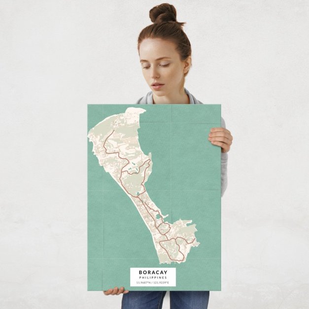 Plakat metalowy Mapa Vintage Boracay L