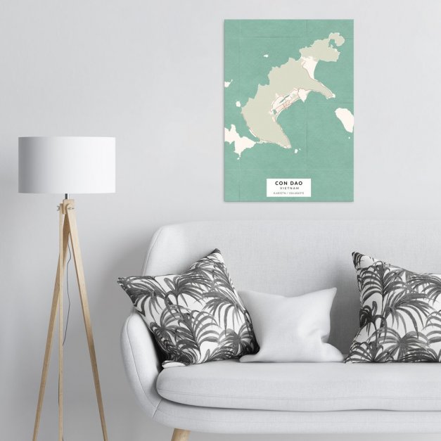 Plakat metalowy Mapa Vintage Con Dao L