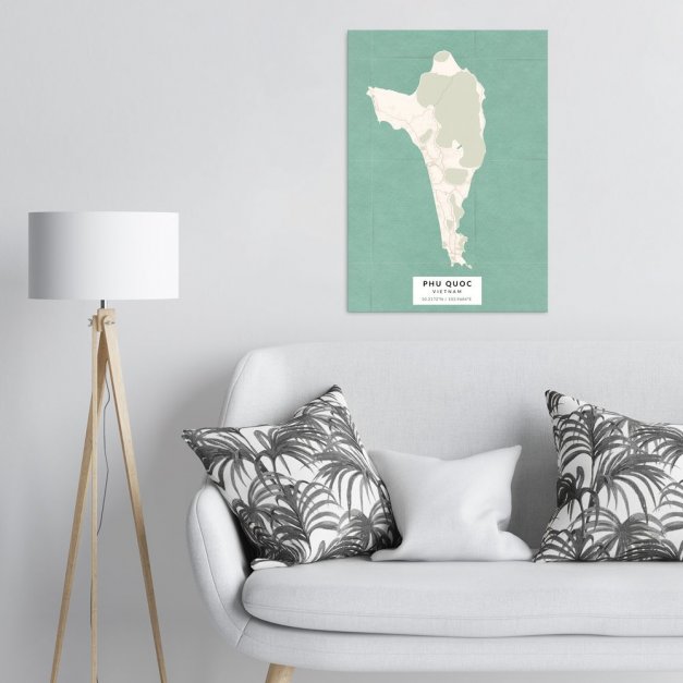 Plakat metalowy Mapa Vintage Phú Quốc L