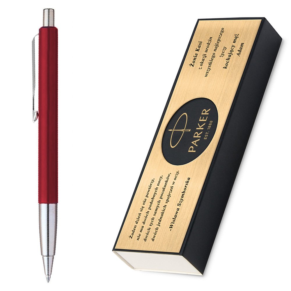 Dugopis Parker Vector Czerwony GRAWER i ETUI