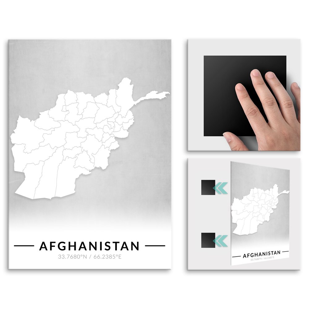 Plakat metalowy Mapa B&W Afganistan M