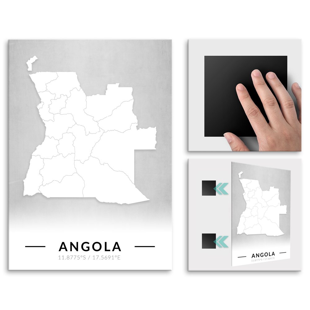 Plakat metalowy Mapa B&W Angola M