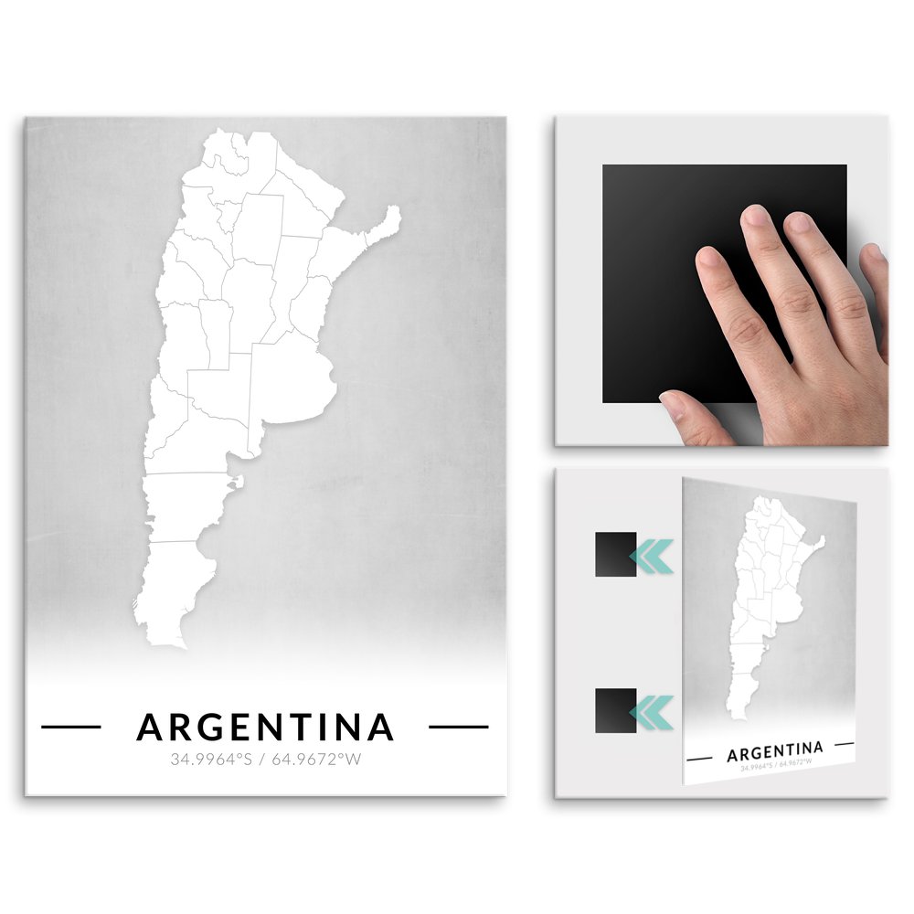 Plakat metalowy Mapa B&W Argentyna L
