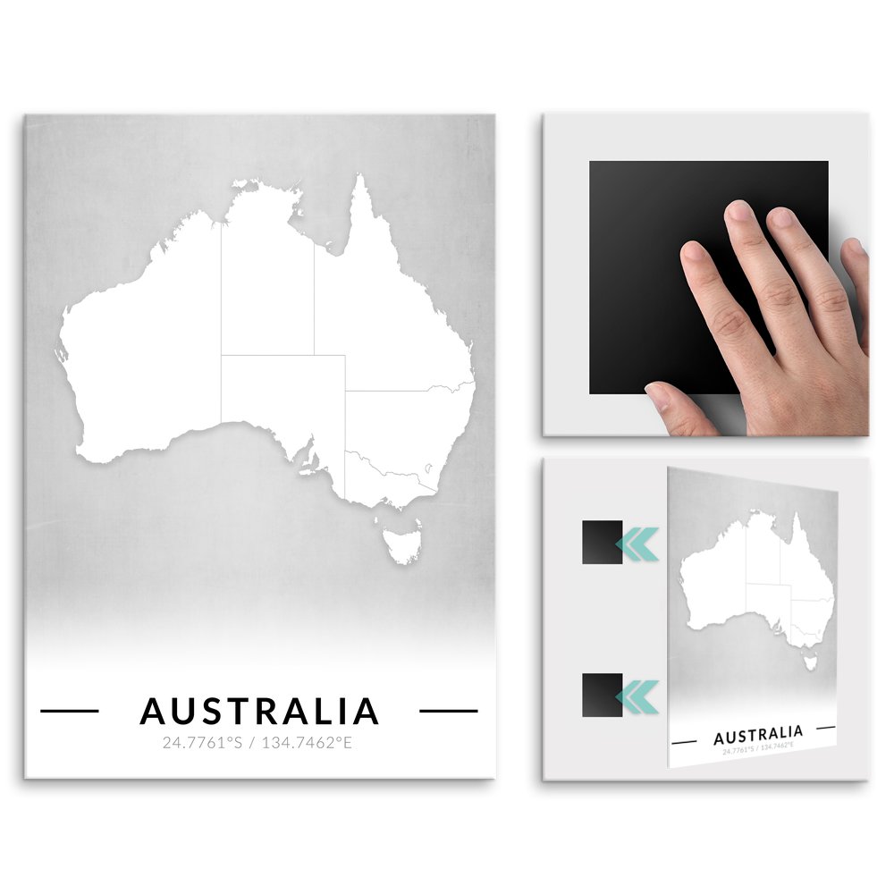 Plakat metalowy Mapa B&W Australia M