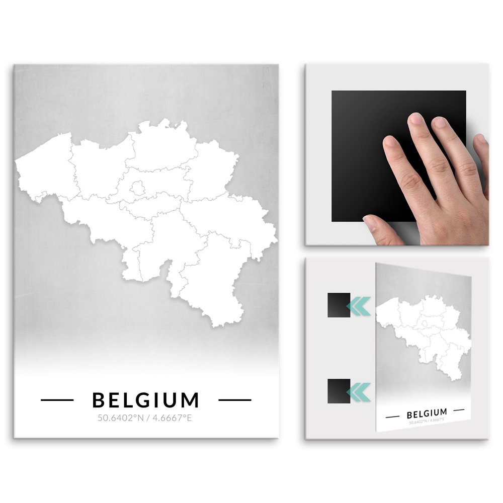 Plakat metalowy Mapa B&W Belgia L